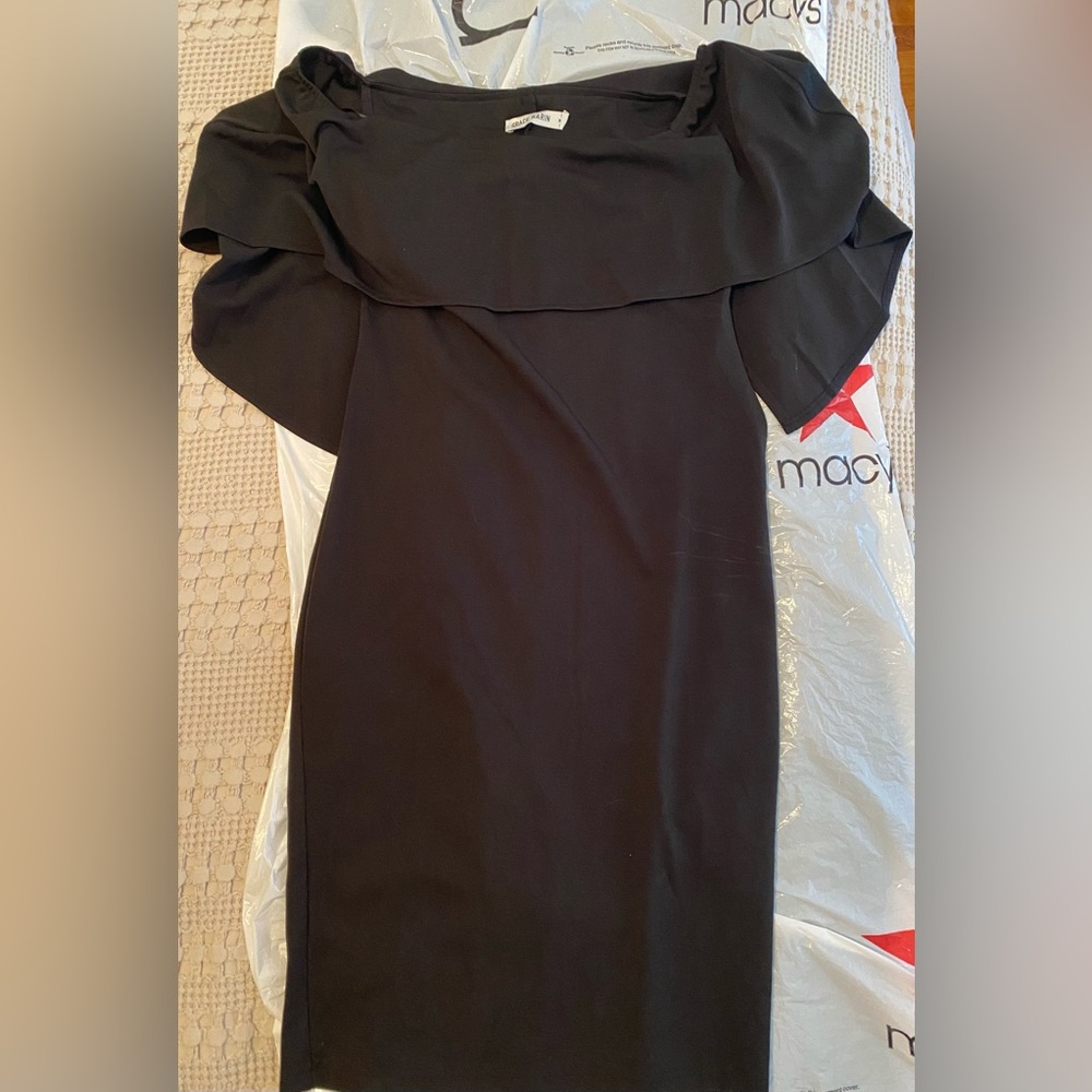 Classic lightweight BLACK cape dress.